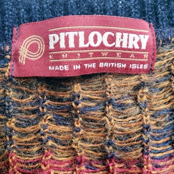 Vintage Pitlochry Scottish Mohair Floral Cardigan Size Large Navy Blue Buttons - Picture 8 of 11